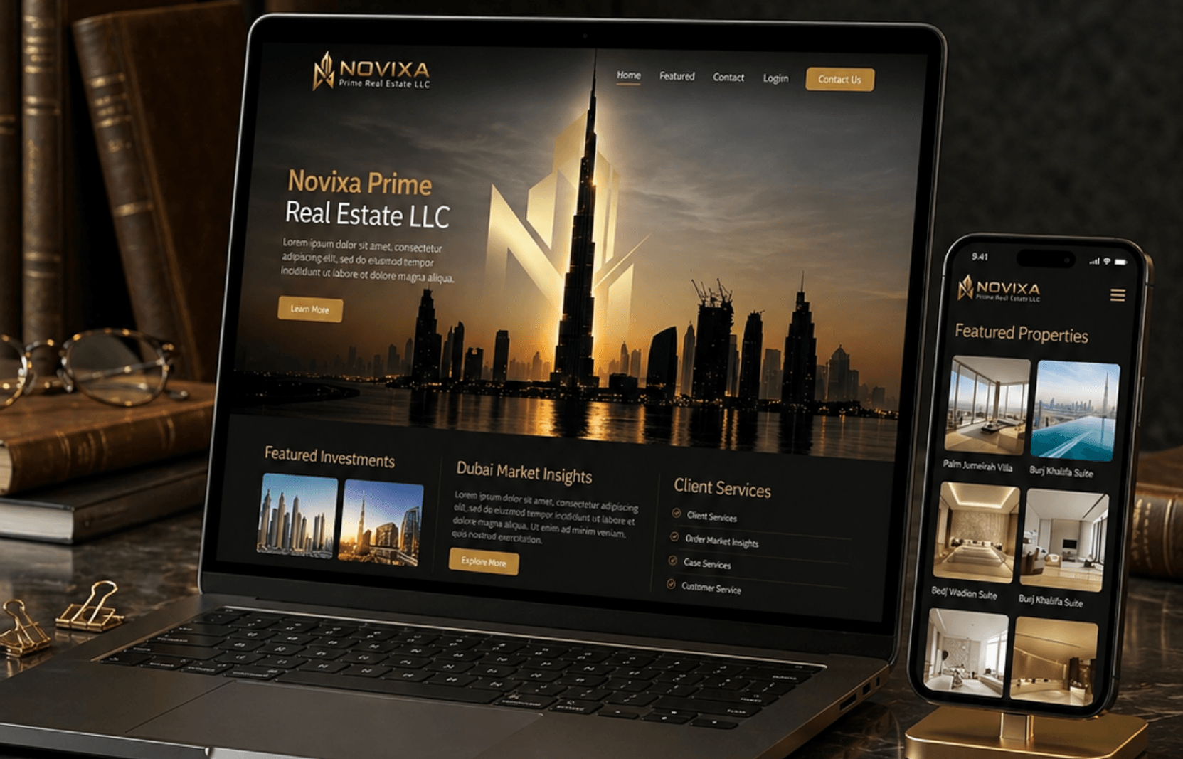 Website design for Novixa Prime Real Estate LLC desktop view by entasiz
