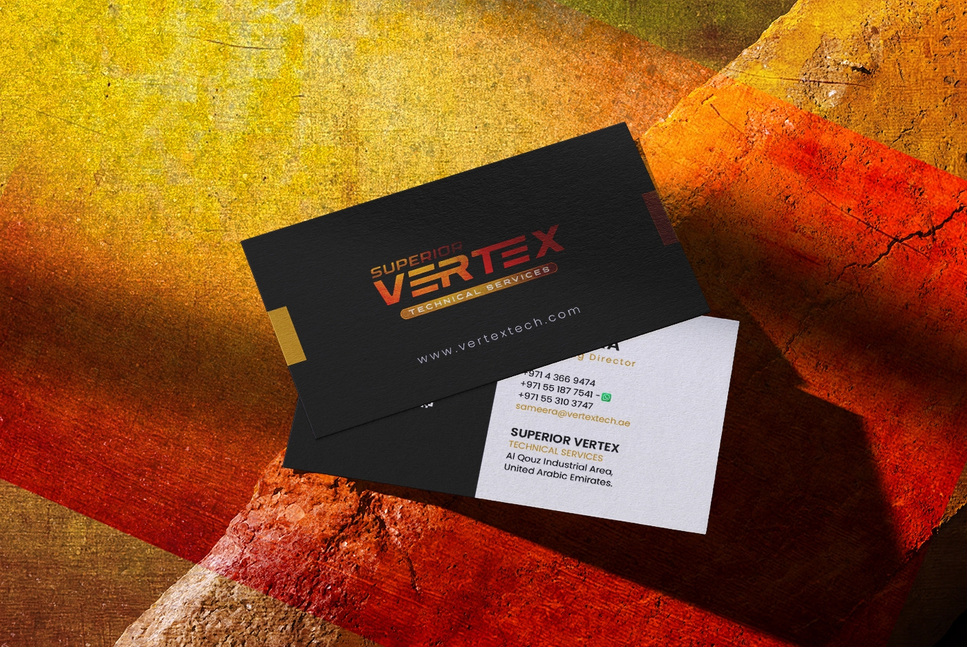 Business card design for Superior Vertex Technical Services by entasiz Dubai