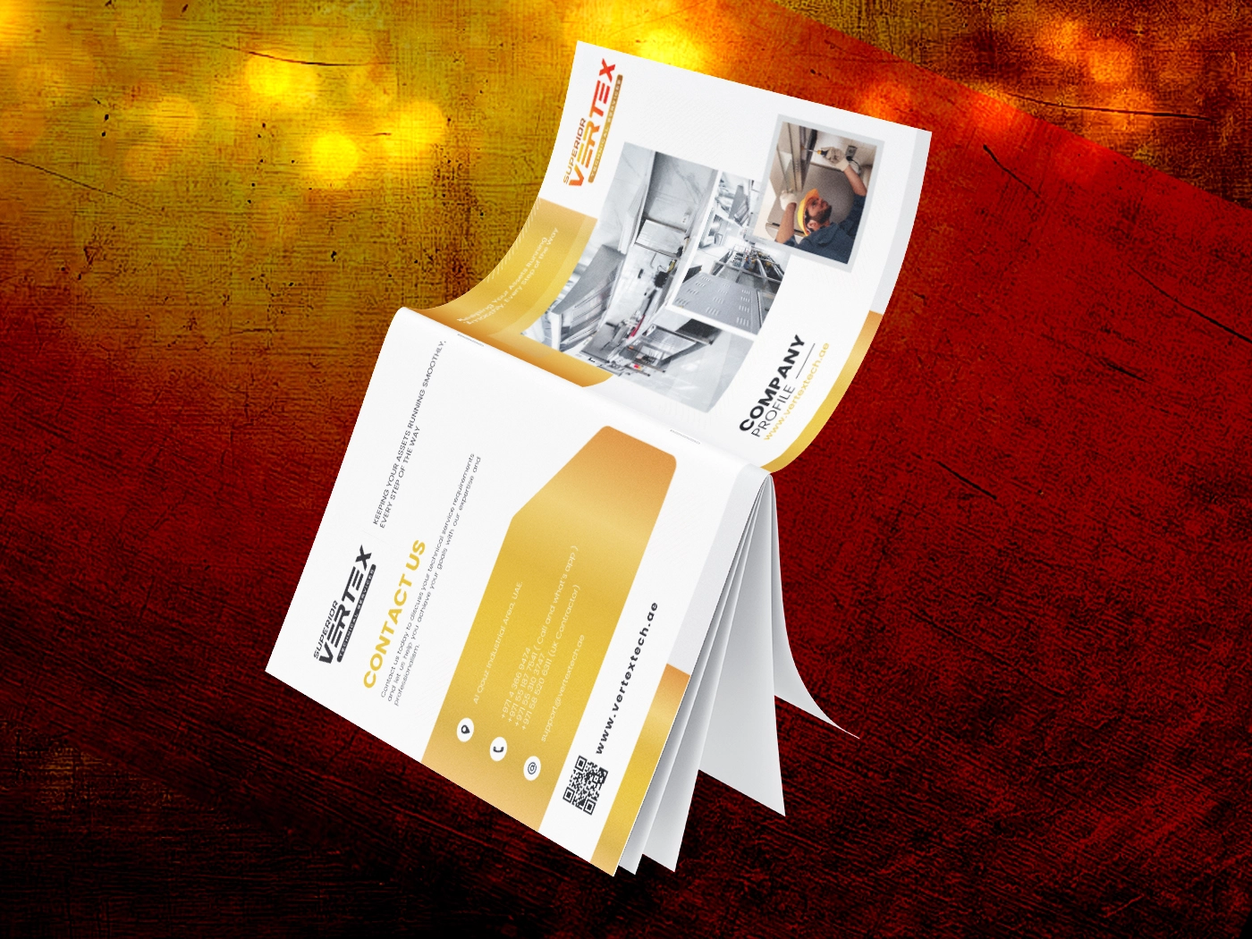 Company profile layout pages designed for Superior Vertex Technical Services by entasiz